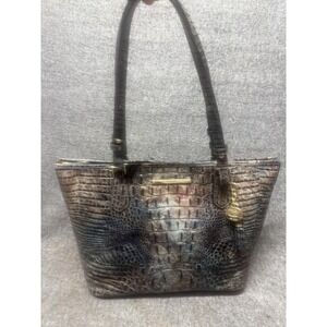 Brahmin Asher Tote Medium Brown Leather Croc Embossed Shoulder Purse